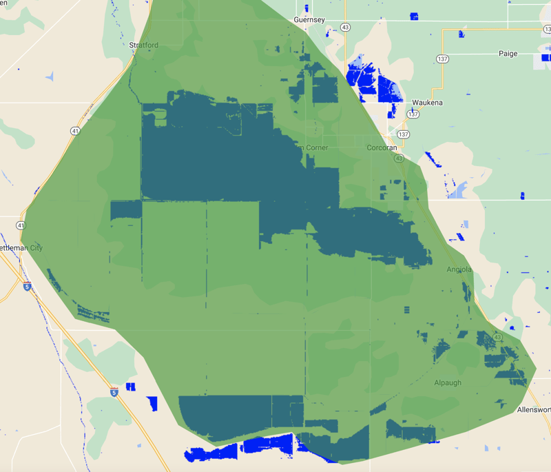 Tulare Lake Basin Outline with Water Mask